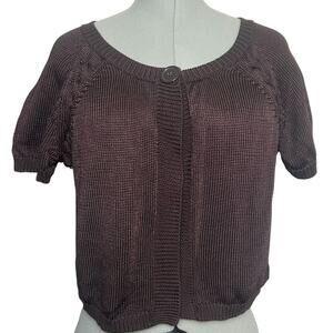 Vintage Worthington Brown Short Sleeve Knit Cardigan Size XL